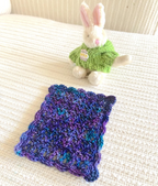 Miniature Crochet Blanket for Dollhouses & Tiny Stuffed Animals – Purple and Blue, Scalloped Edge, 2 Sizes