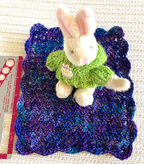 Miniature Crochet Blanket for Dollhouses & Tiny Stuffed Animals – Purple and Blue, Scalloped Edge, 2 Sizes