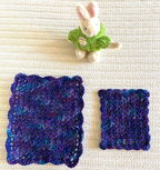 Miniature Crochet Blanket for Dollhouses & Tiny Stuffed Animals – Purple and Blue, Scalloped Edge, 2 Sizes