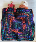 Jewel-Tone Granny Square Crochet Blanket for Dolls & Stuffed Animals, 17" x 17"