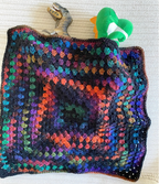 Jewel-Tone Granny Square Crochet Blanket for Dolls & Stuffed Animals, 17" x 17"