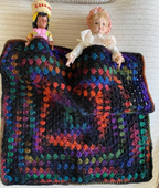 Jewel-Tone Granny Square Crochet Blanket for Dolls & Stuffed Animals, 17" x 17"