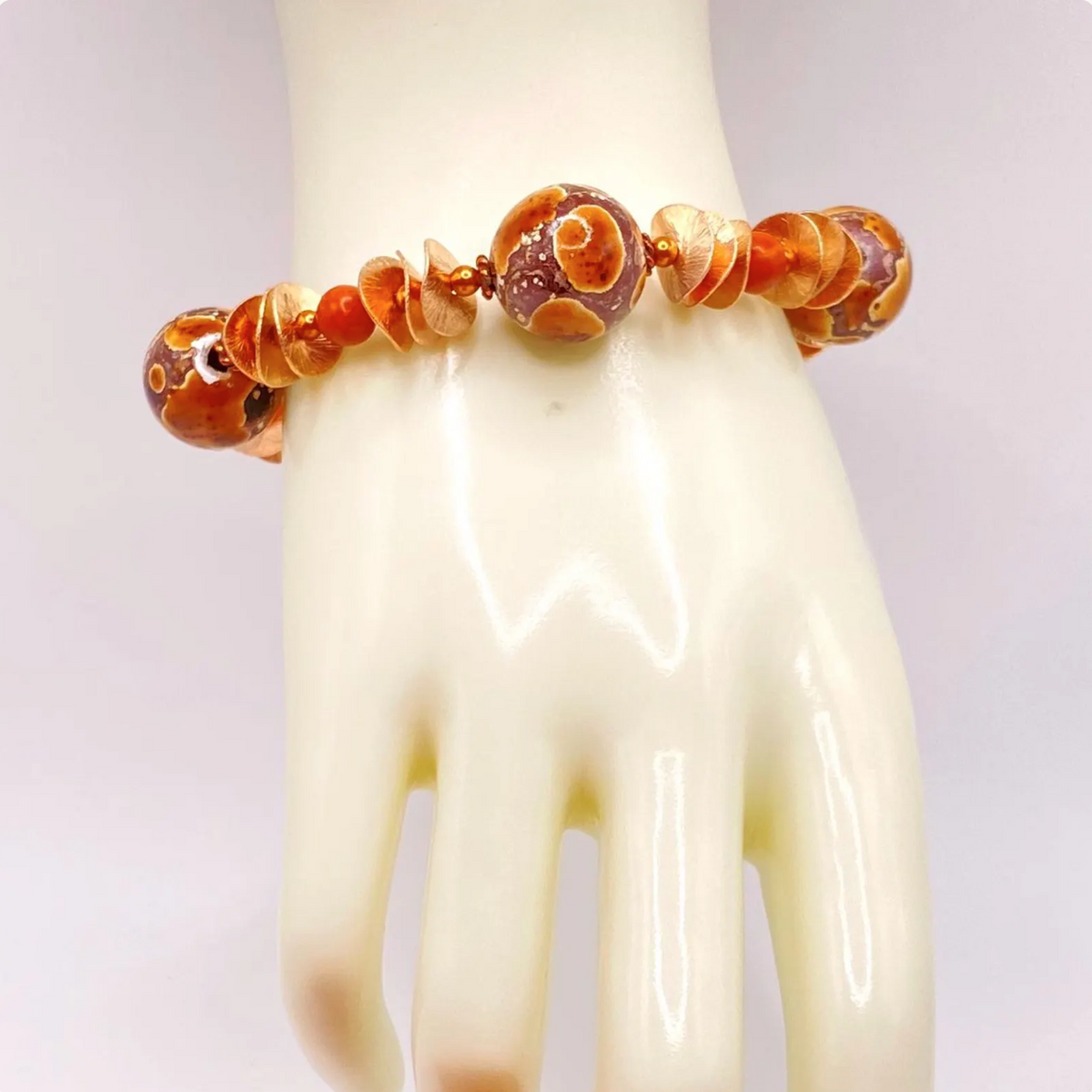 Spotted Drum Wood & Red Jasper Jewelry Set with Copper Disks: Choose Earrings, Bracelet, Necklace, or Entire Set