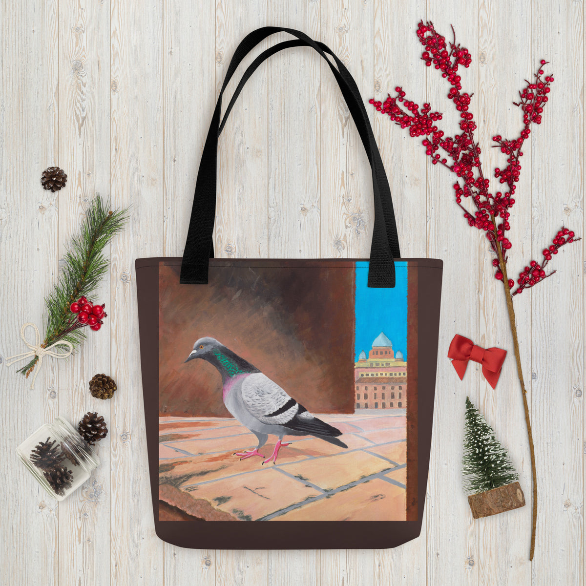 Roman Pigeon with Vatican in Background Tote Bag | Italy Travel Souvenir & Rome Aesthetic