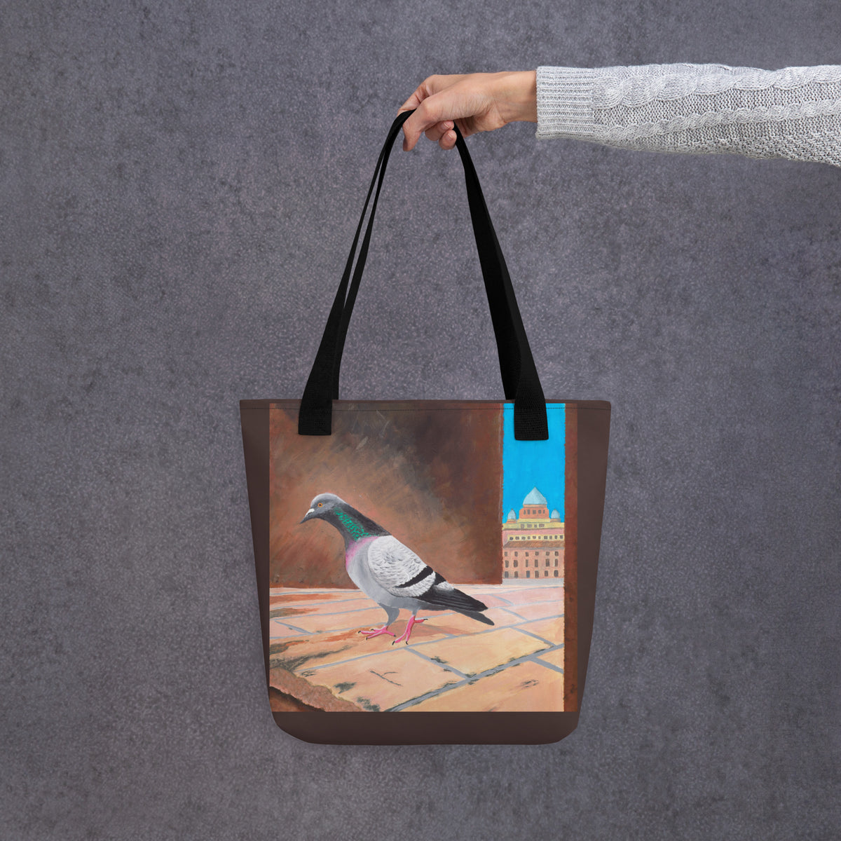 Roman Pigeon with Vatican in Background Tote Bag | Italy Travel Souvenir & Rome Aesthetic