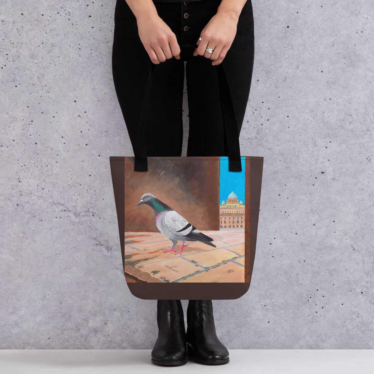 Roman Pigeon with Vatican in Background Tote Bag | Italy Travel Souvenir & Rome Aesthetic