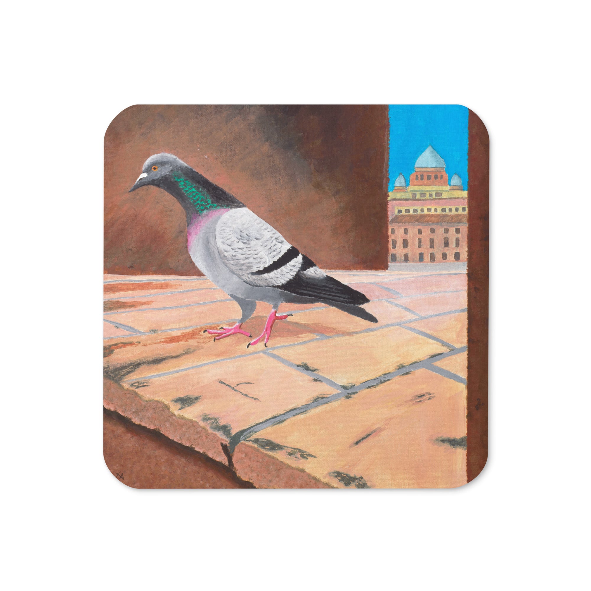 Roman Pigeon Cork-back Coaster