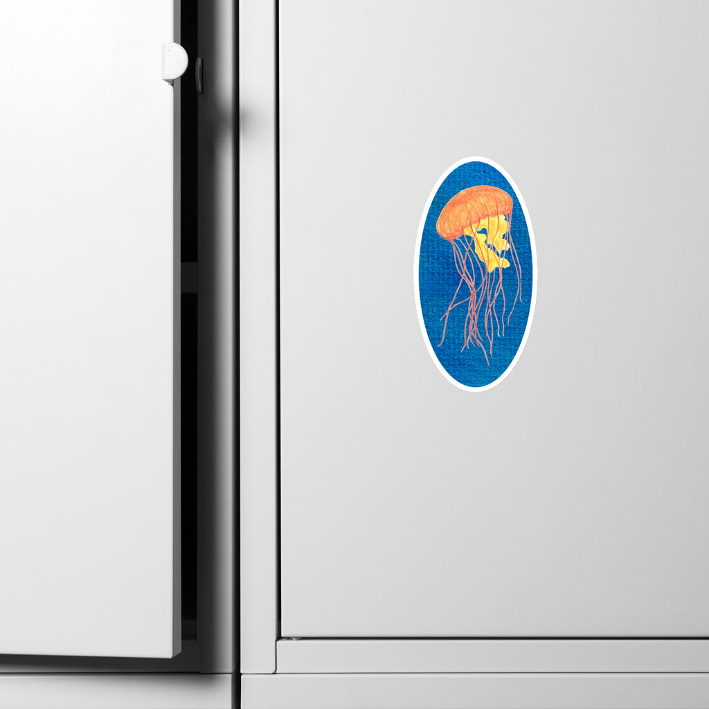 Jellyfish in Deep Blue Sea Magnet