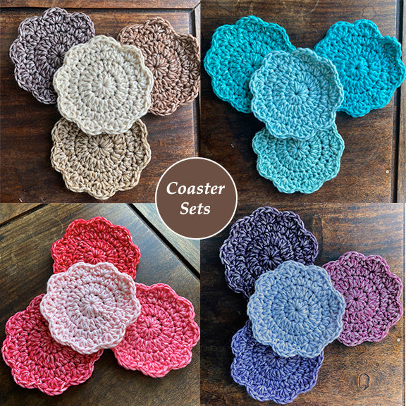 Handmade Scalloped Crochet Coasters Set
