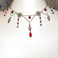 Victorian Gothic Choker with Red Swarovski® Crystals