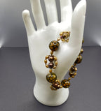 Brown and Gold Snake Agate and Pearl Beaded Bracelet