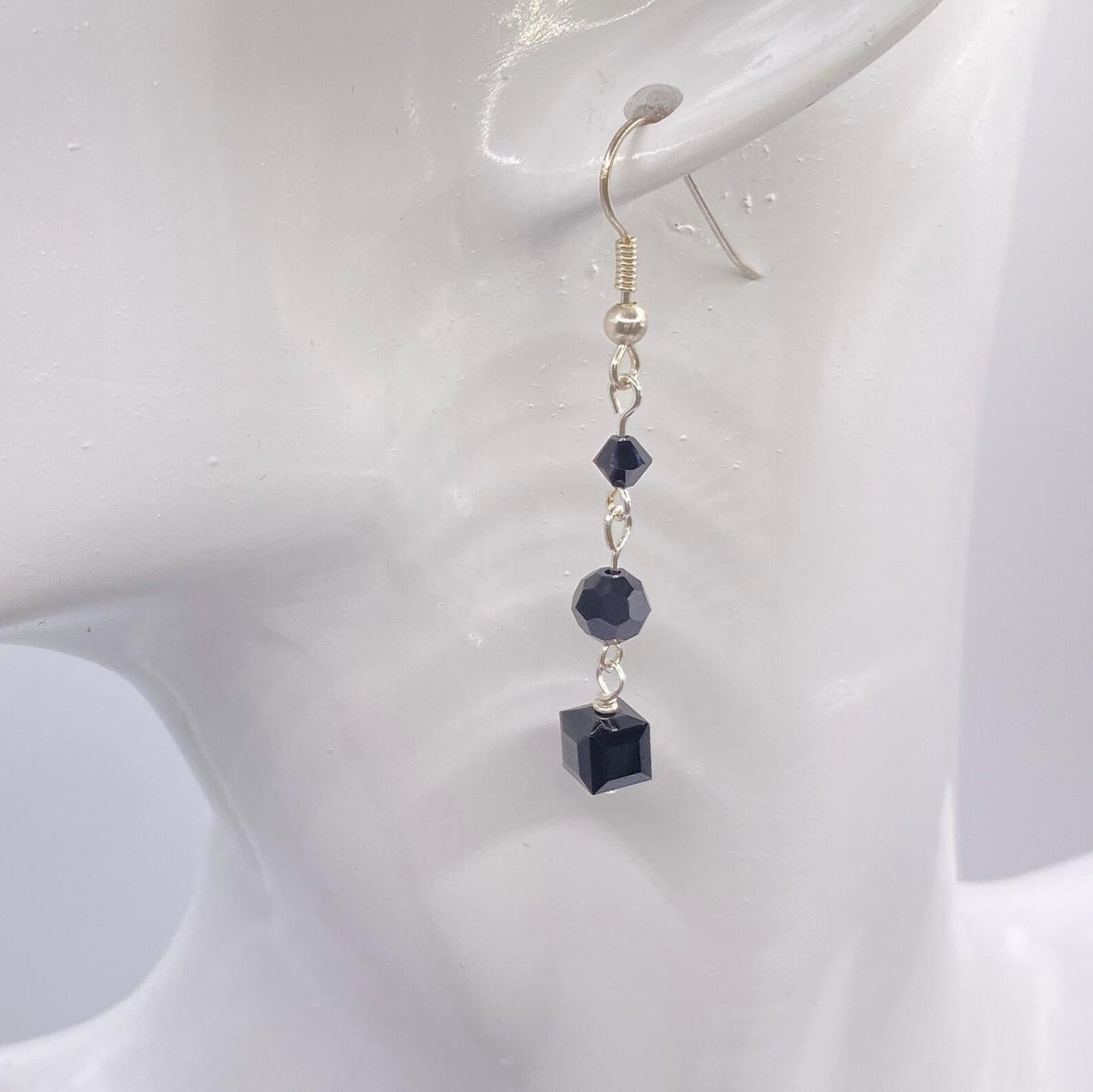 Cube Swarovski Crystal Earrings - Red, Green, Black, or Purple
