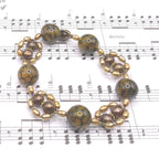 Brown and Gold Snake Agate and Pearl Beaded Bracelet