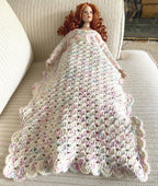 Cream Crochet Doll Blanket 15x20