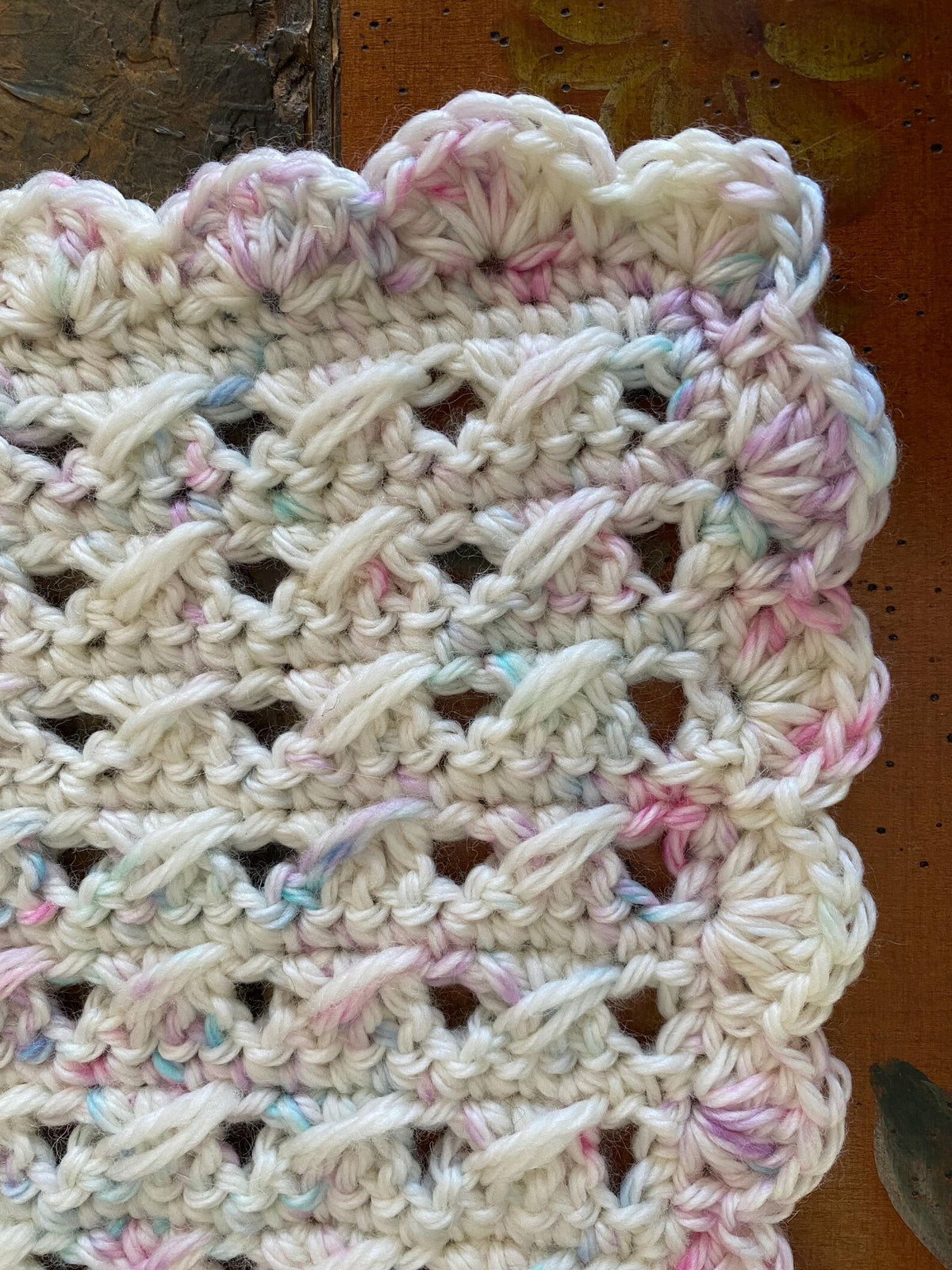 Cream Crochet Doll Blanket 15x20