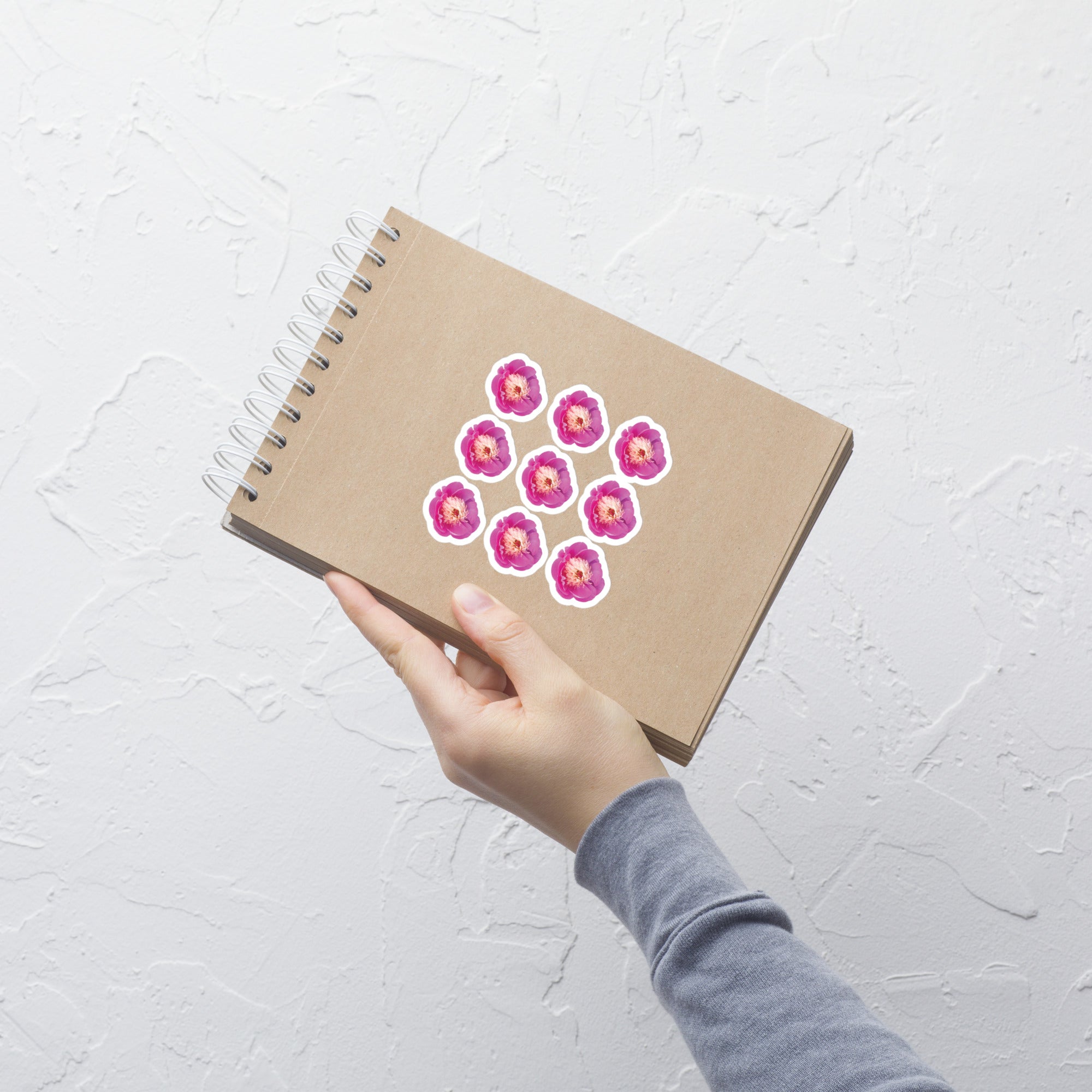 Peony Pink Stickers Sheet - Floral Stocking Stuffer - Bubble-free stickers