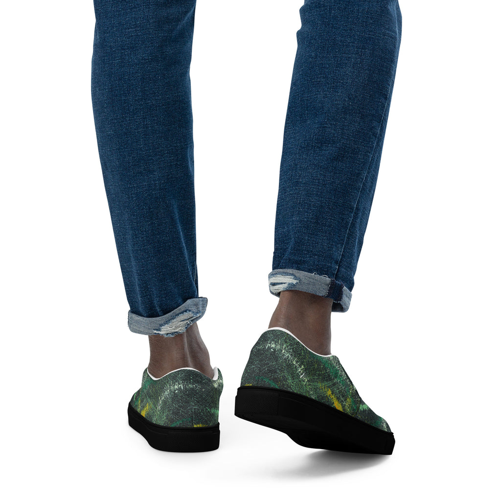 Amazonia Men’s Slip-on Canvas Shoes - Green Top - Choice of White or Black Soles