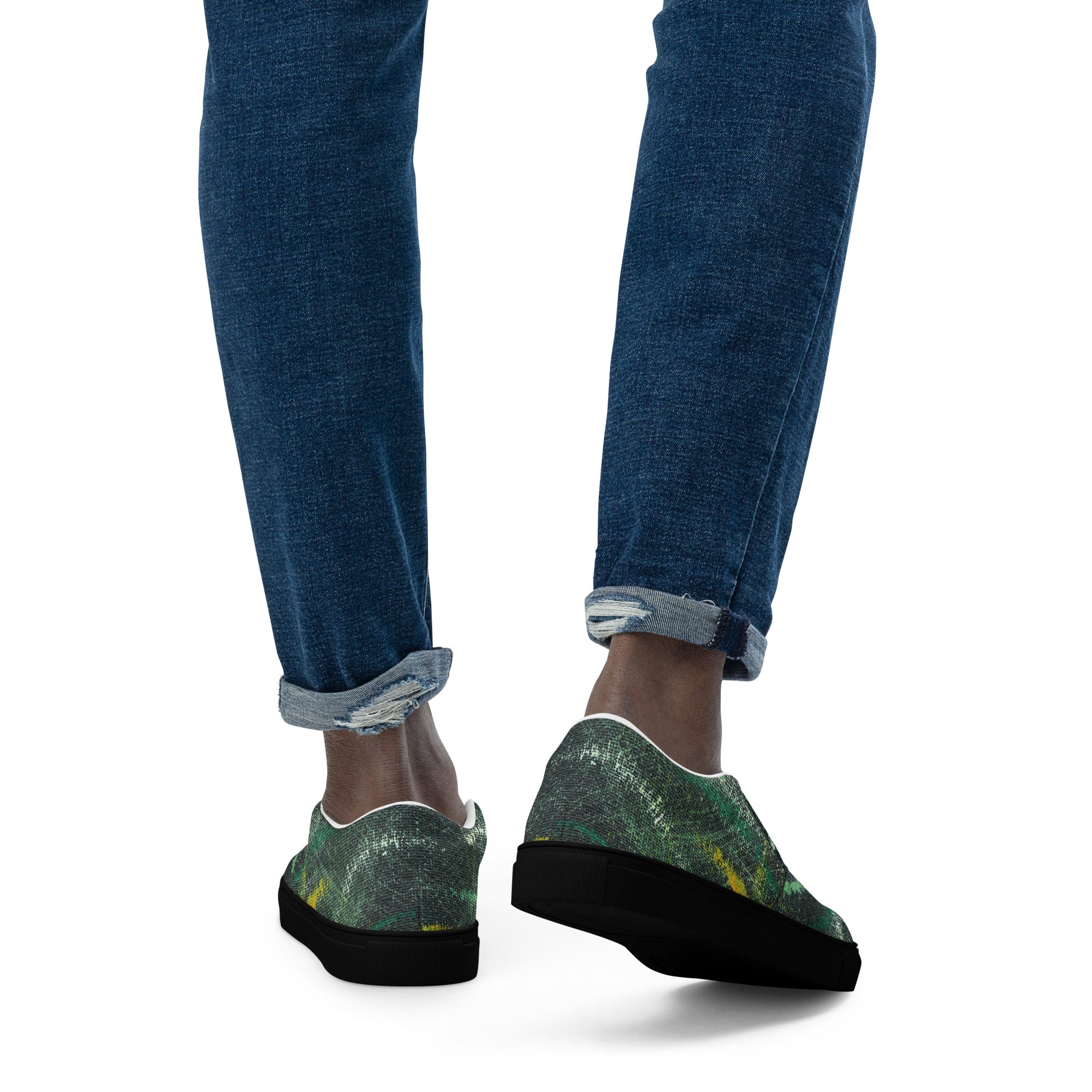 Amazonia Men’s Slip-on Canvas Shoes - Green Top - Choice of White or Black Soles