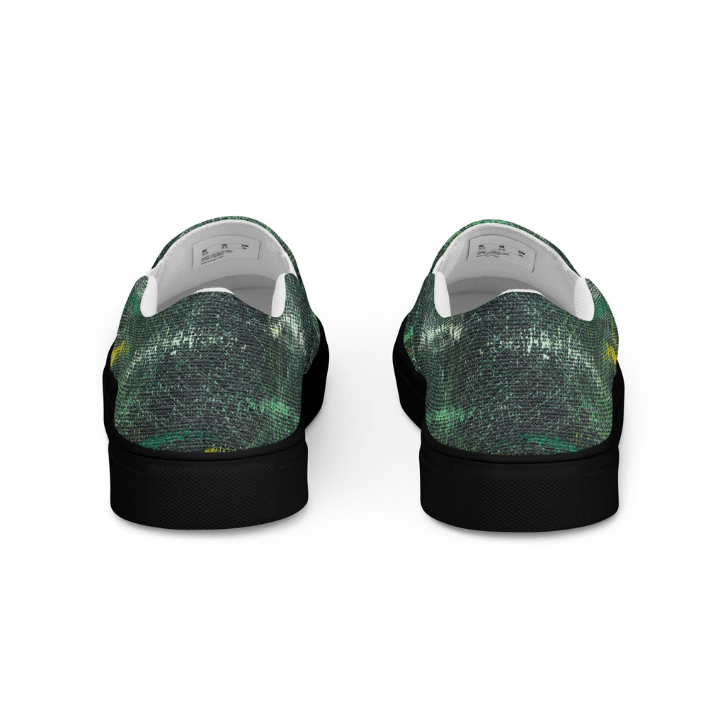 Amazonia Men’s Slip-on Canvas Shoes - Green Top - Choice of White or Black Soles