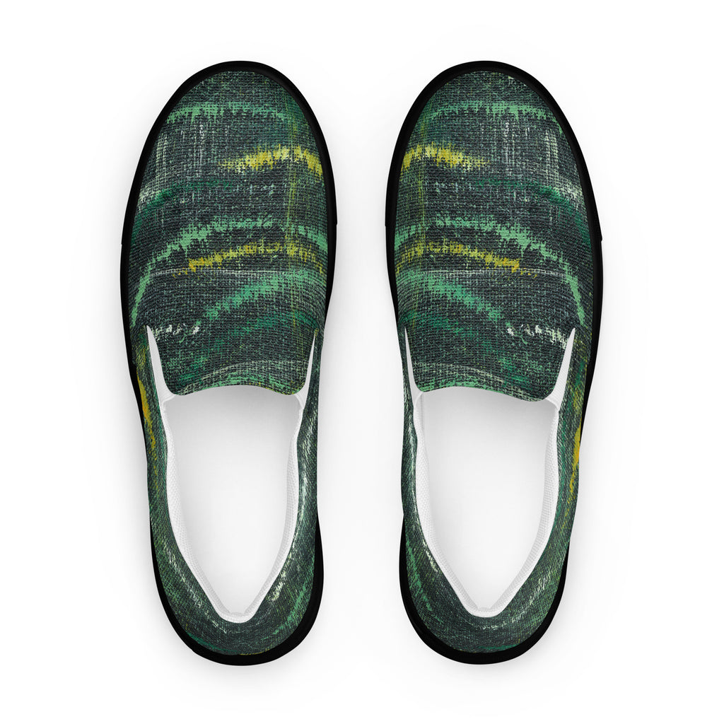 Amazonia Men’s Slip-on Canvas Shoes - Green Top - Choice of White or Black Soles