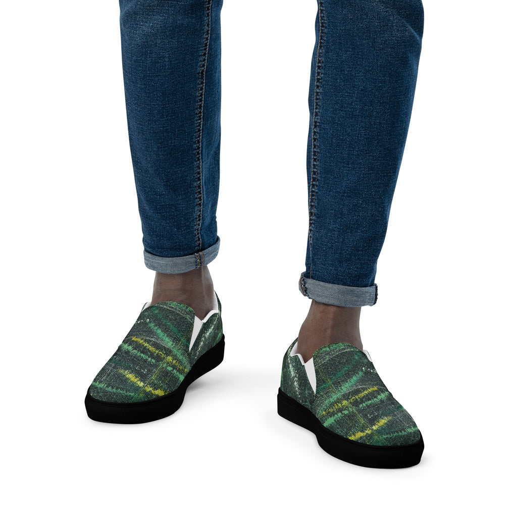Amazonia Men’s Slip-on Canvas Shoes - Green Top - Choice of White or Black Soles