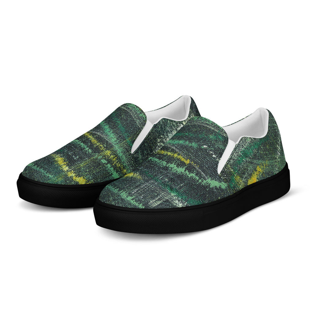 Amazonia Men’s Slip-on Canvas Shoes - Green Top - Choice of White or Black Soles
