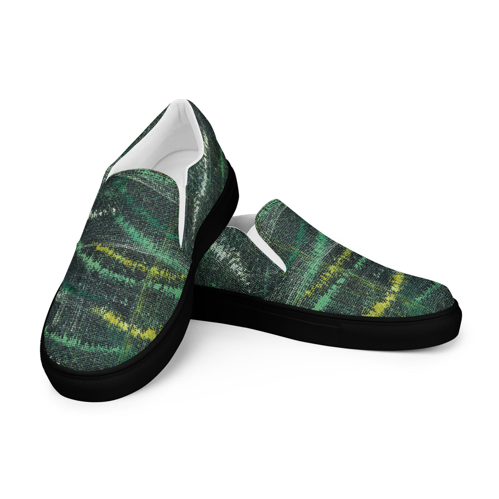 Amazonia Men’s Slip-on Canvas Shoes - Green Top - Choice of White or Black Soles