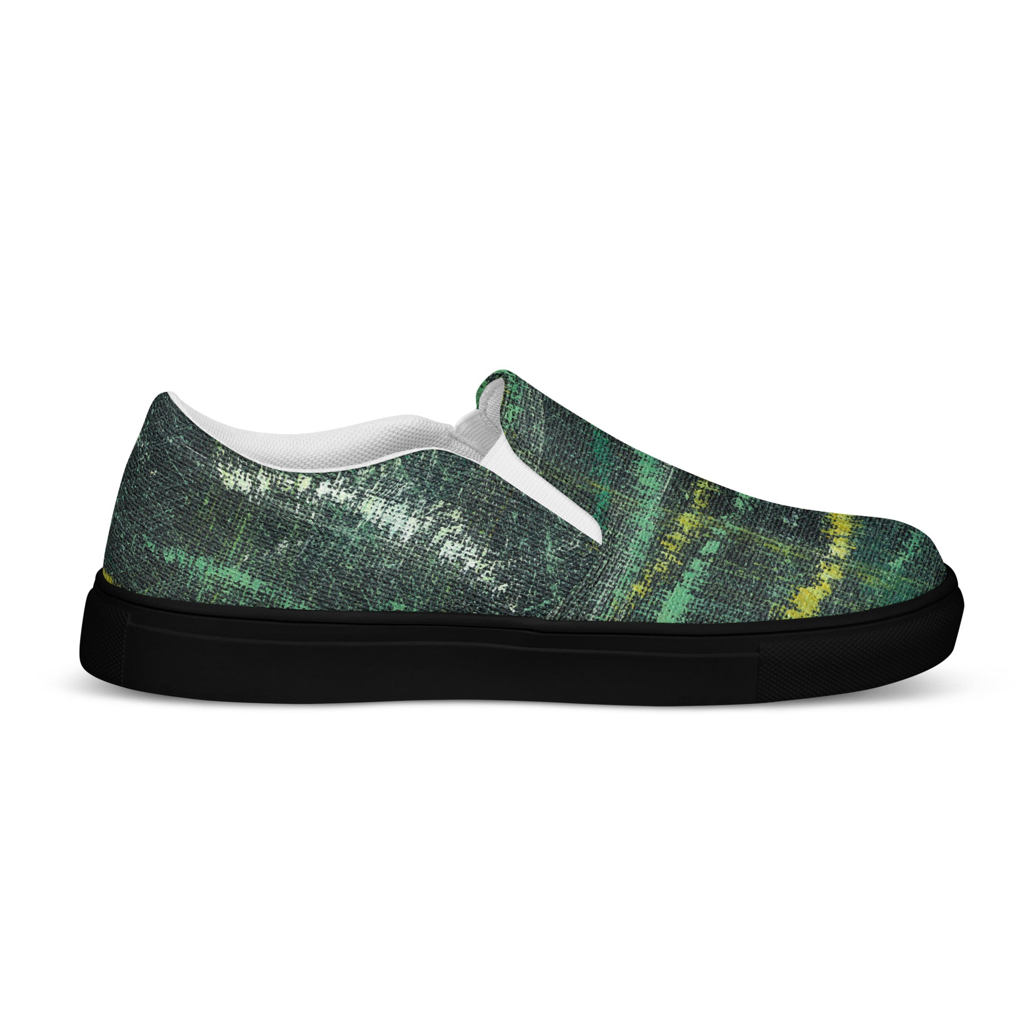 Amazonia Men’s Slip-on Canvas Shoes - Green Top - Choice of White or Black Soles