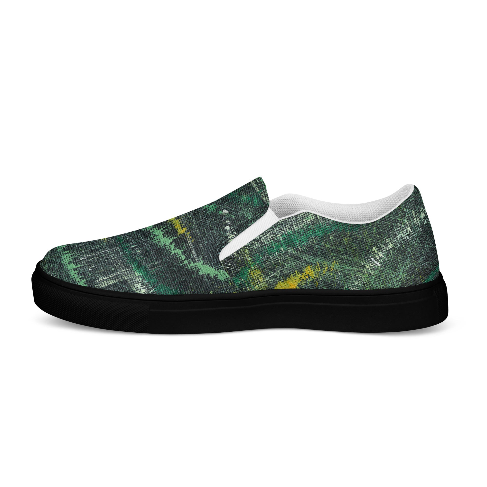 Amazonia Men’s Slip-on Canvas Shoes - Green Top - Choice of White or Black Soles