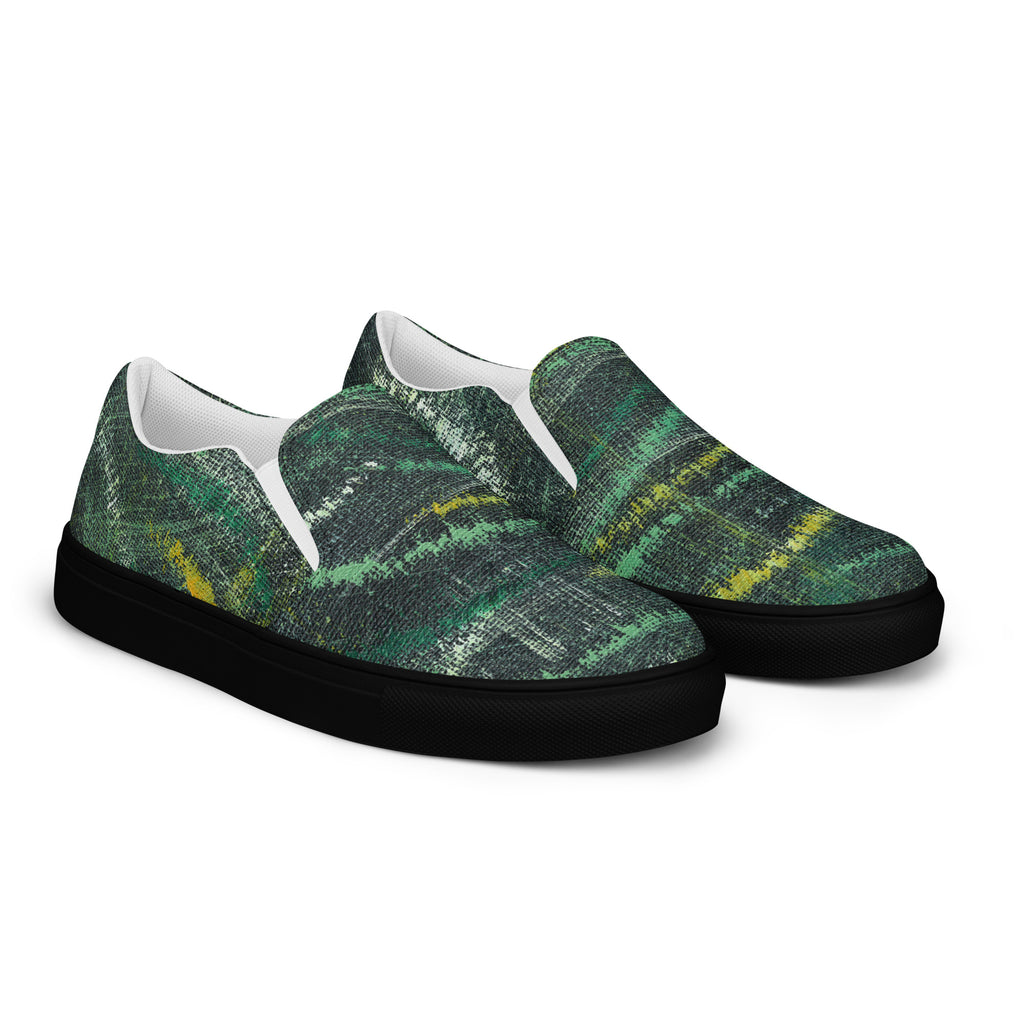 Amazonia Men’s Slip-on Canvas Shoes - Green Top - Choice of White or Black Soles