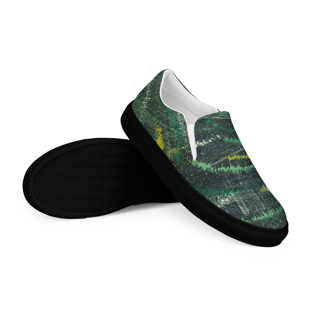 Amazonia Men’s Slip-on Canvas Shoes - Green Top - Choice of White or Black Soles