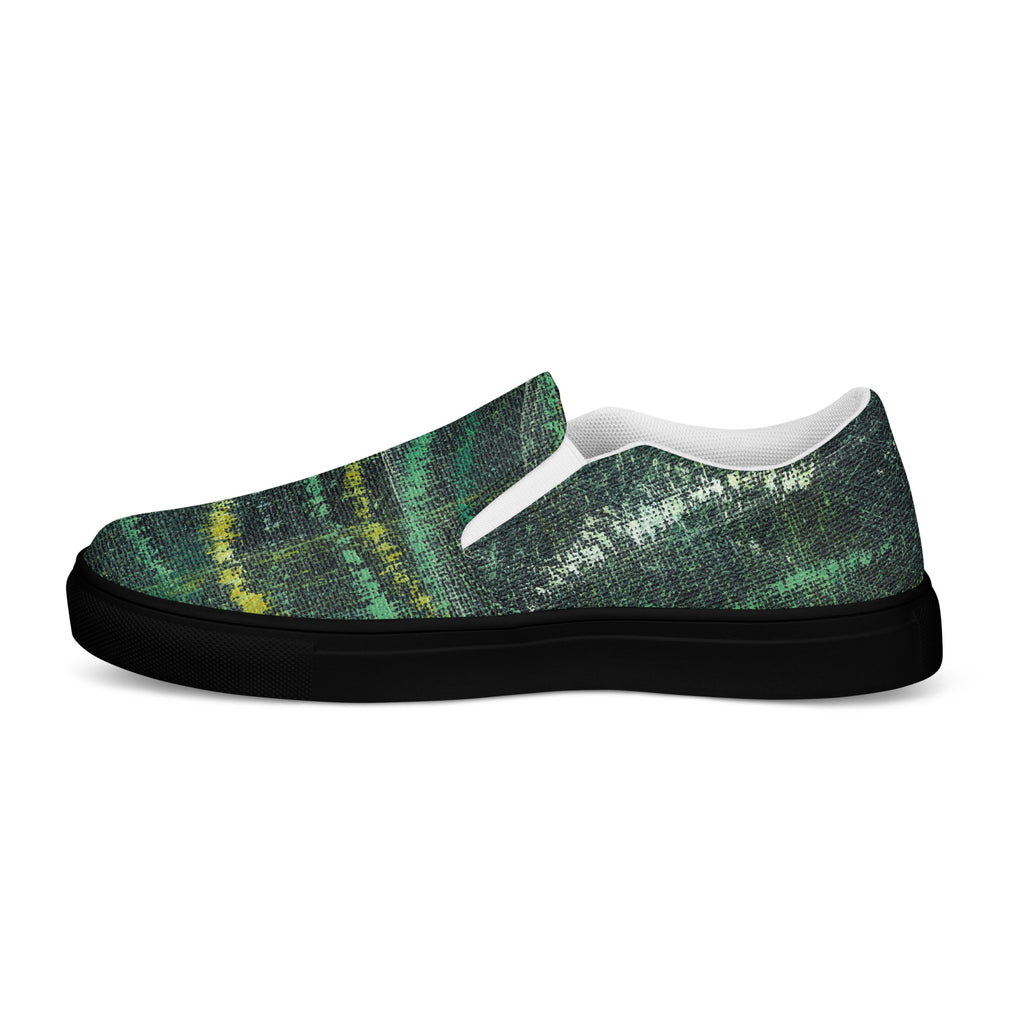 Amazonia Men’s Slip-on Canvas Shoes - Green Top - Choice of White or Black Soles