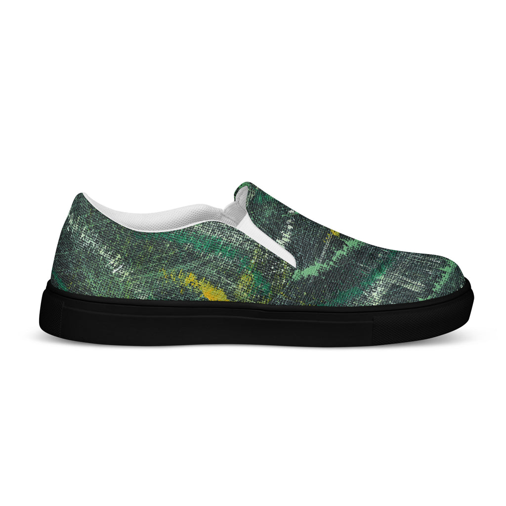 Amazonia Men’s Slip-on Canvas Shoes - Green Top - Choice of White or Black Soles