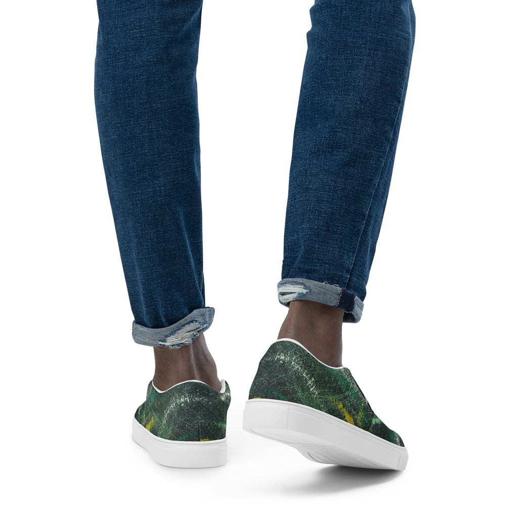 Amazonia Men’s Slip-on Canvas Shoes - Green Top - Choice of White or Black Soles