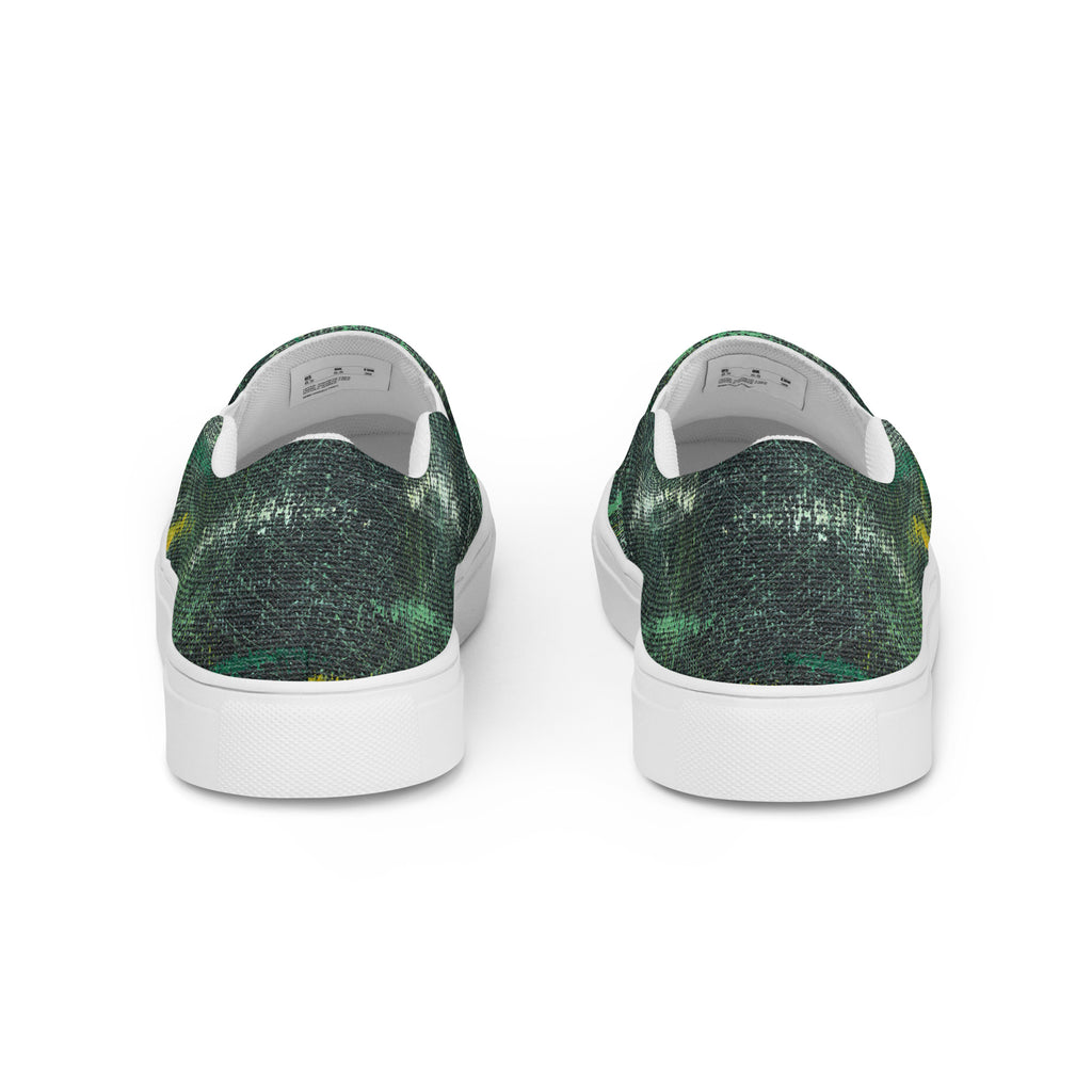 Amazonia Men’s Slip-on Canvas Shoes - Green Top - Choice of White or Black Soles