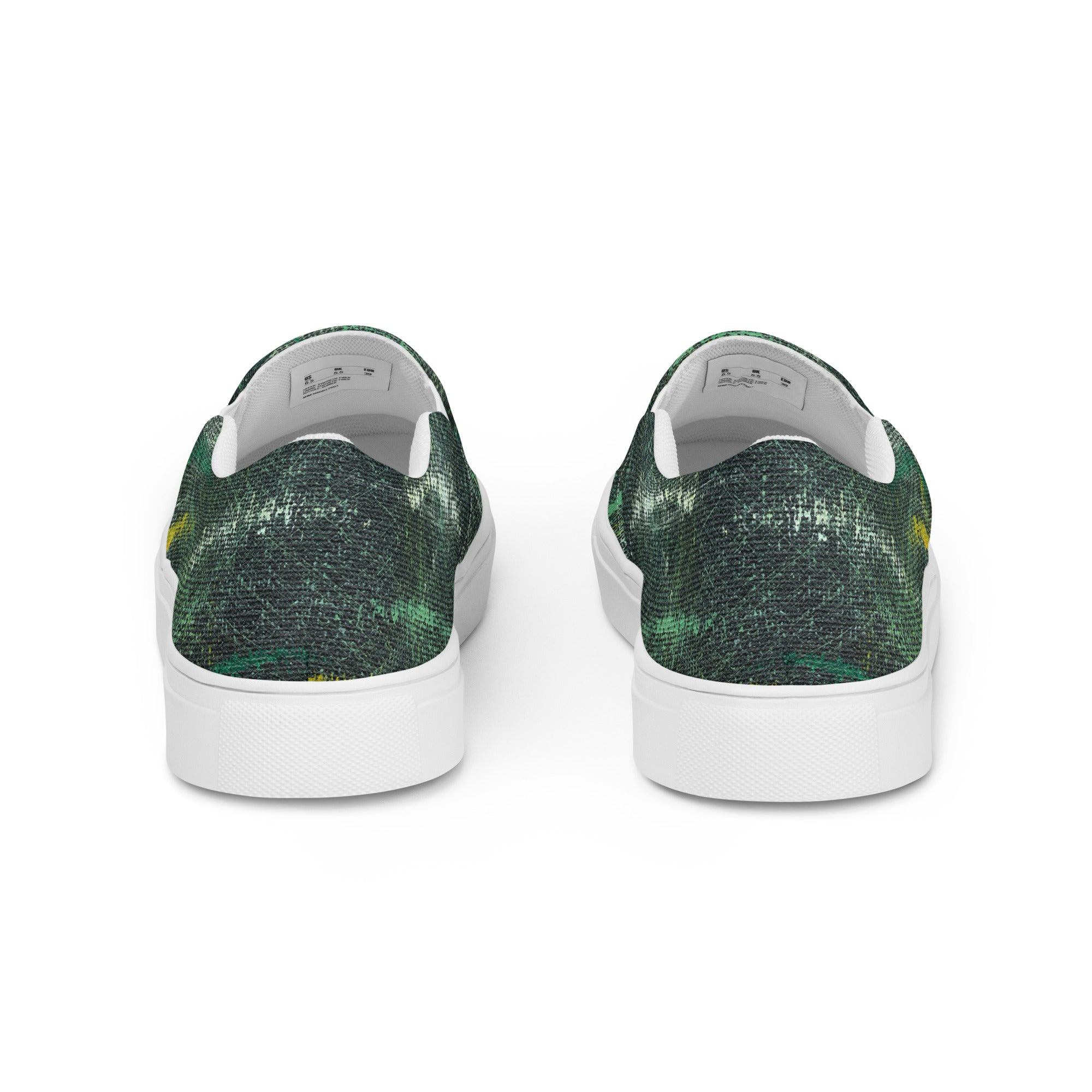 Amazonia Men’s Slip-on Canvas Shoes - Green Top - Choice of White or Black Soles