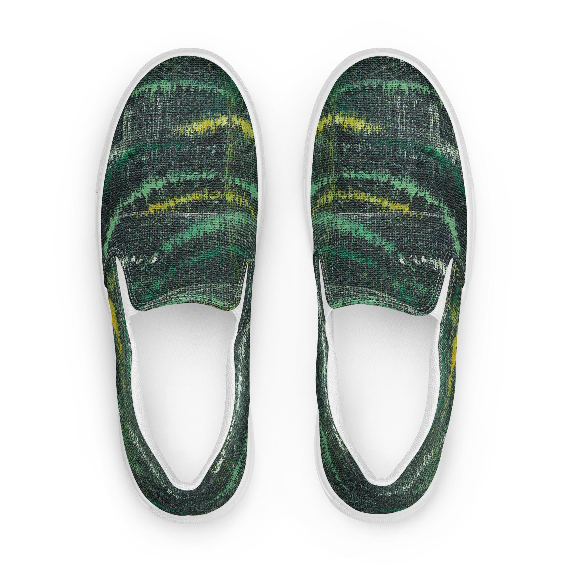 Amazonia Men’s Slip-on Canvas Shoes - Green Top - Choice of White or Black Soles