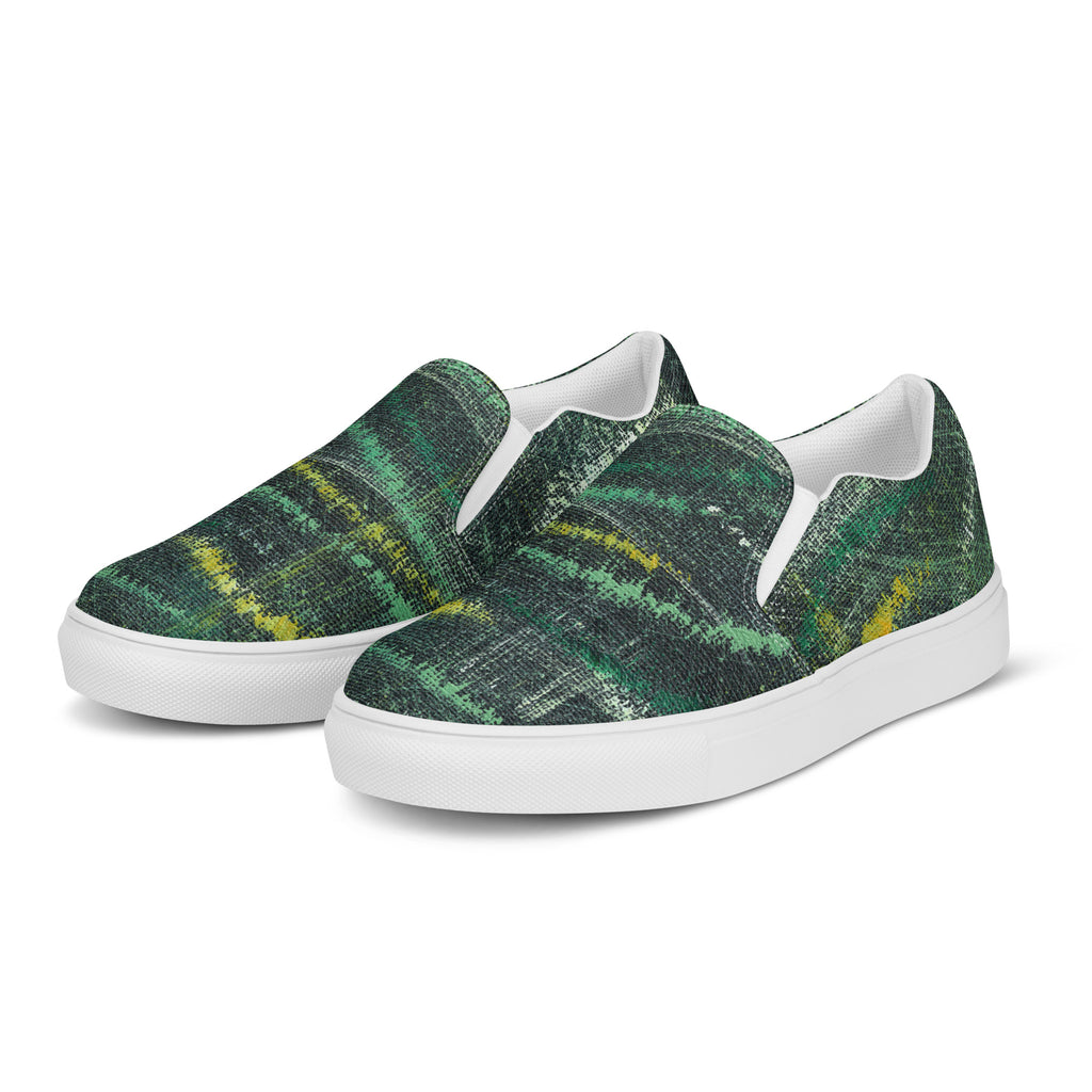 Amazonia Men’s Slip-on Canvas Shoes - Green Top - Choice of White or Black Soles
