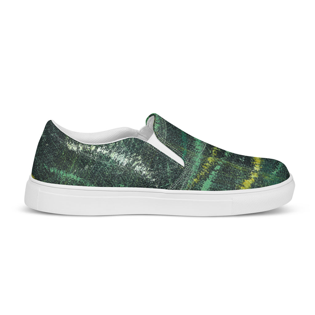 Amazonia Men’s Slip-on Canvas Shoes - Green Top - Choice of White or Black Soles