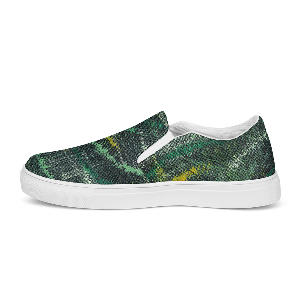 Amazonia Men’s Slip-on Canvas Shoes - Green Top - Choice of White or Black Soles