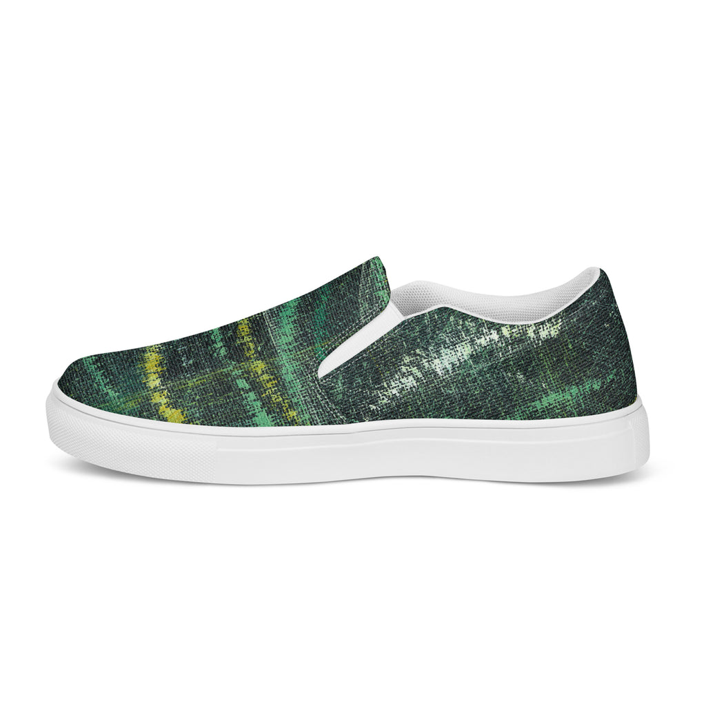 Amazonia Men’s Slip-on Canvas Shoes - Green Top - Choice of White or Black Soles
