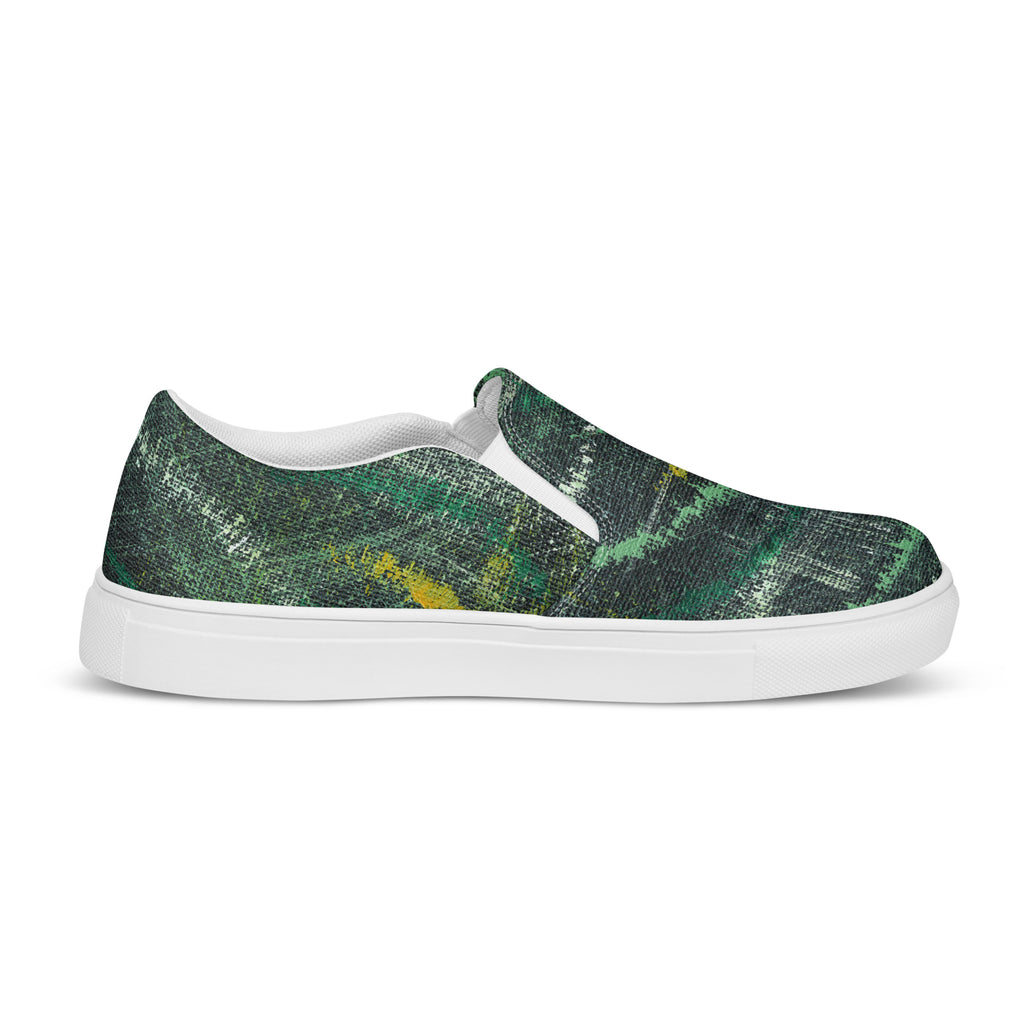 Amazonia Men’s Slip-on Canvas Shoes - Green Top - Choice of White or Black Soles