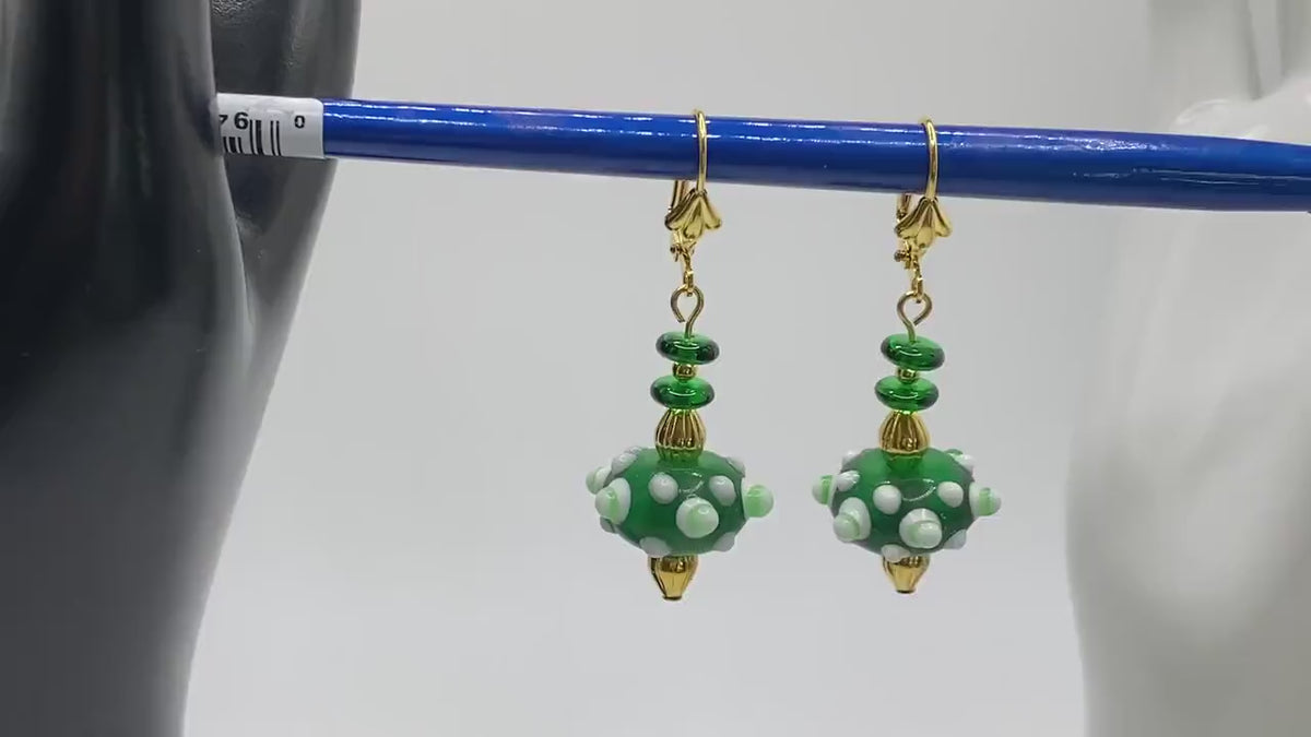 Green and Gold Bumpy Lampwork Jewelry