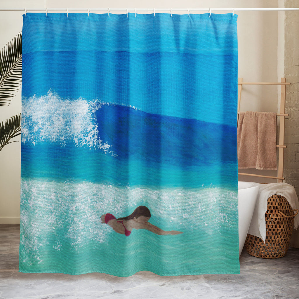Bodysurfing Shower Curtain