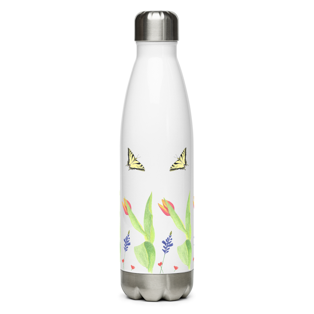 Tulips and Butterflies Stainless Steel Water Bottle