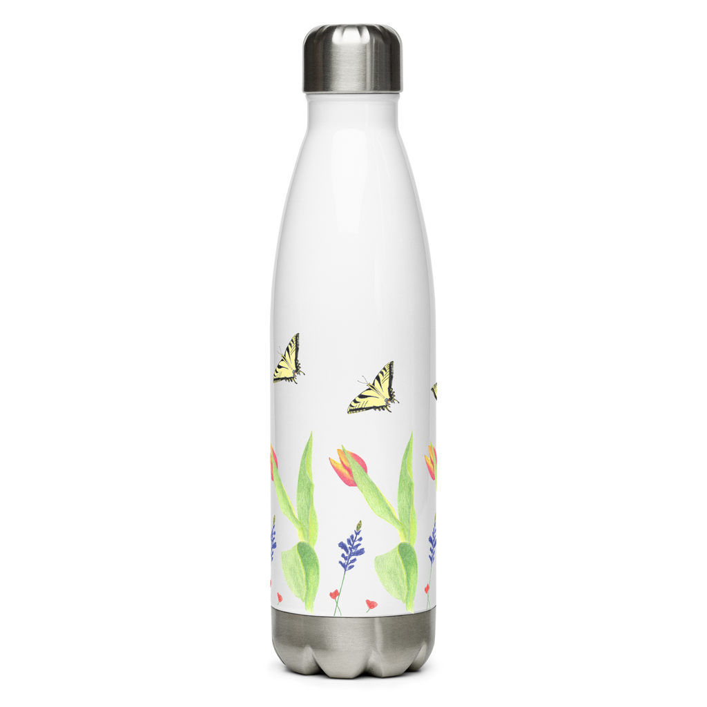 Tulips and Butterflies Stainless Steel Water Bottle