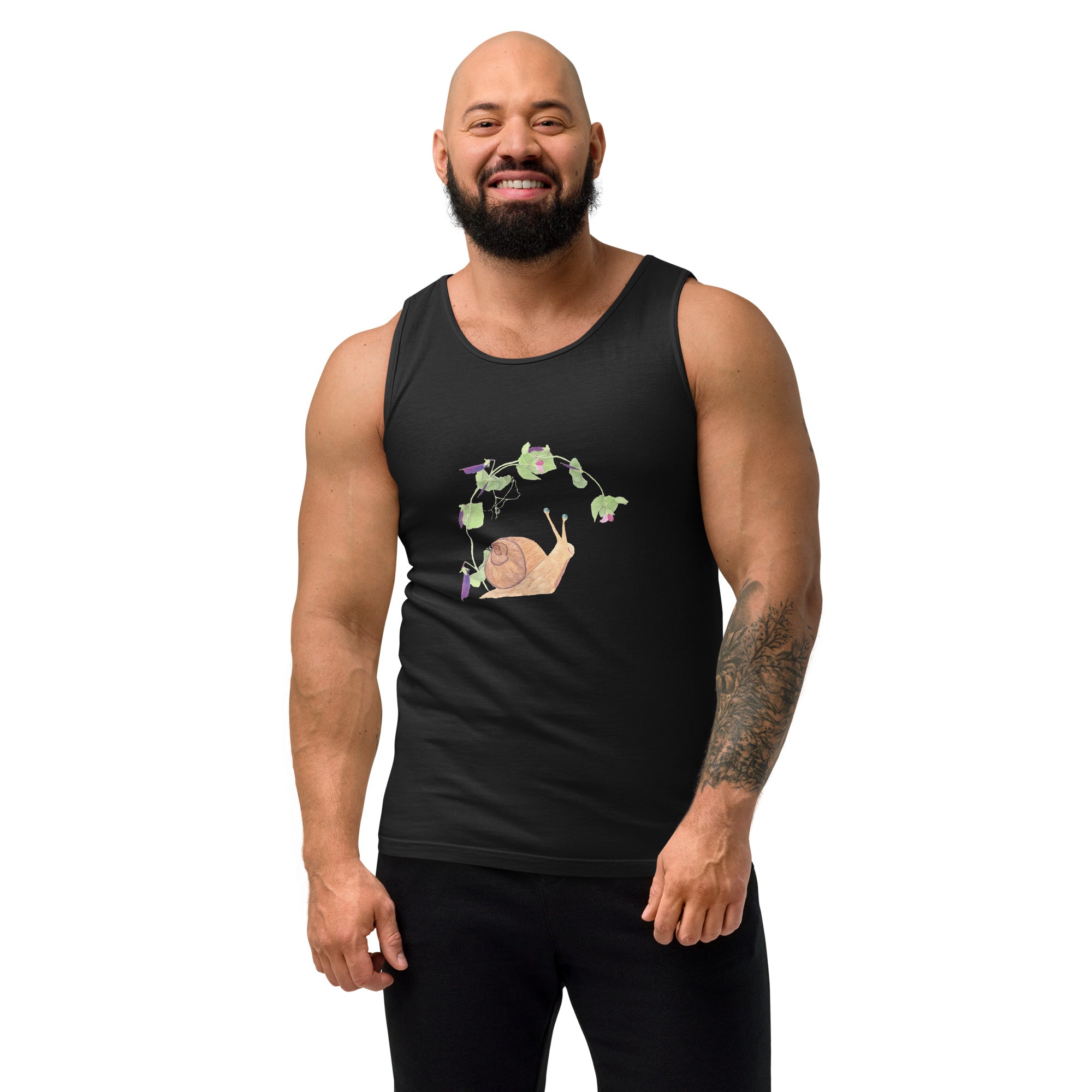 Snail with Sugar Snap Pea Unisex Tank Top - Gardener Shirt