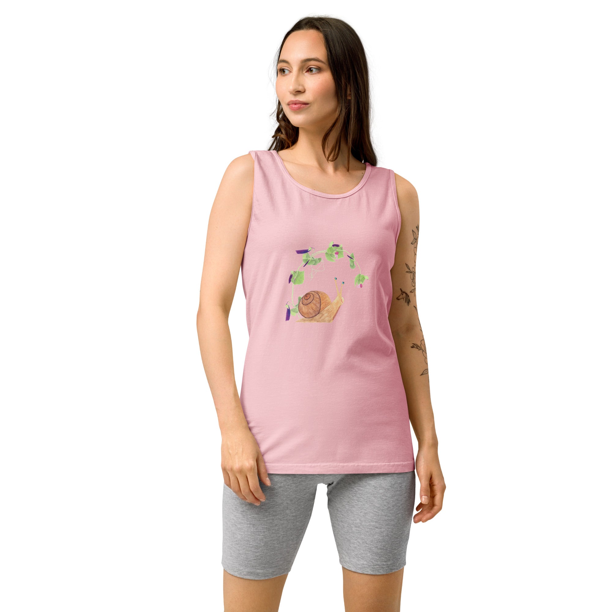 Snail with Sugar Snap Pea Unisex Tank Top - Gardener Shirt