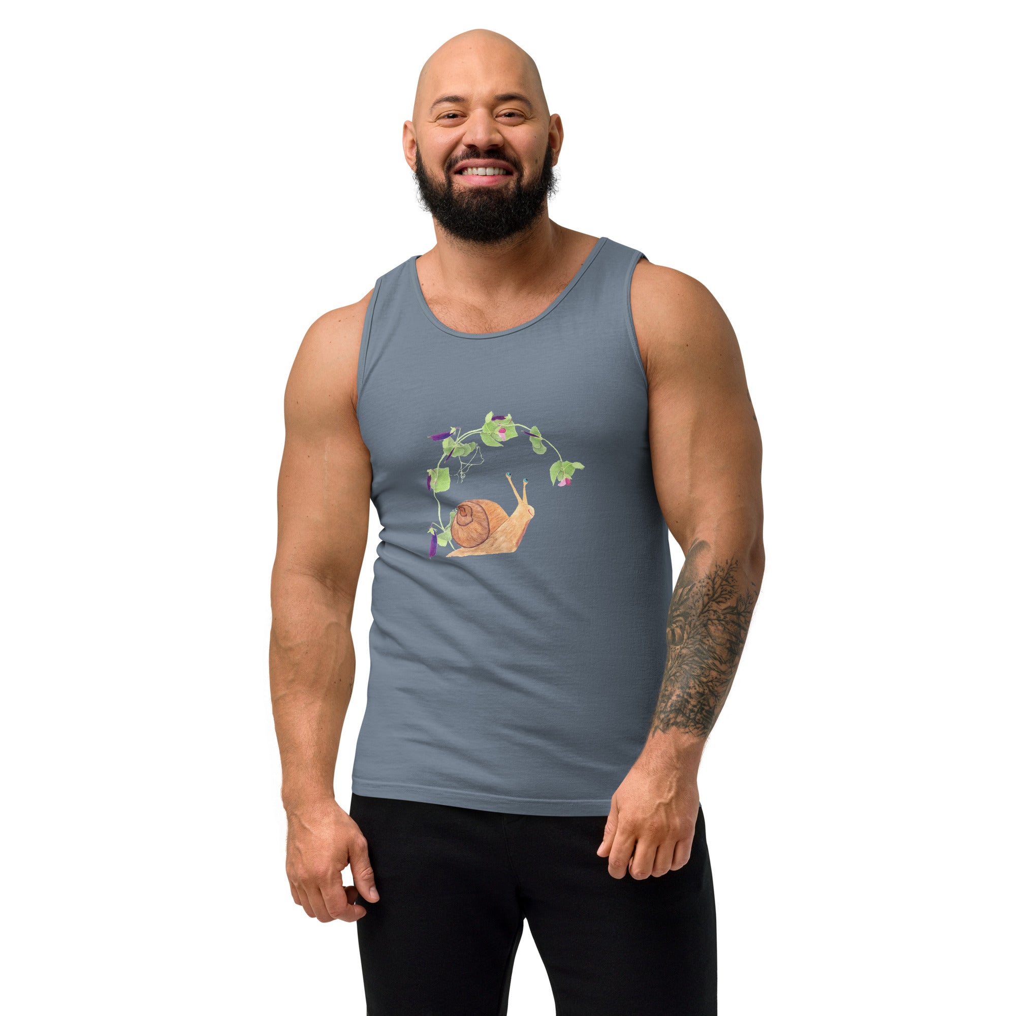 Snail with Sugar Snap Pea Unisex Tank Top - Gardener Shirt