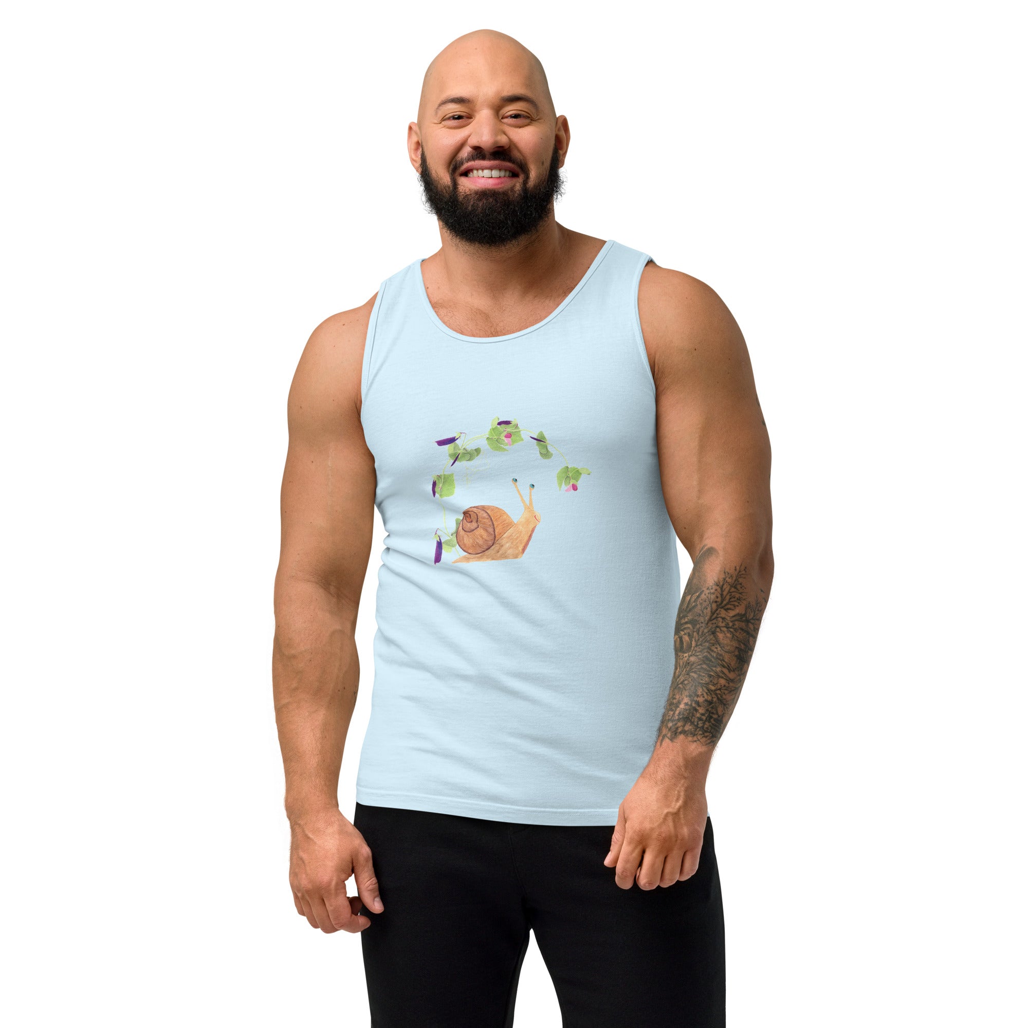 Snail with Sugar Snap Pea Unisex Tank Top - Gardener Shirt